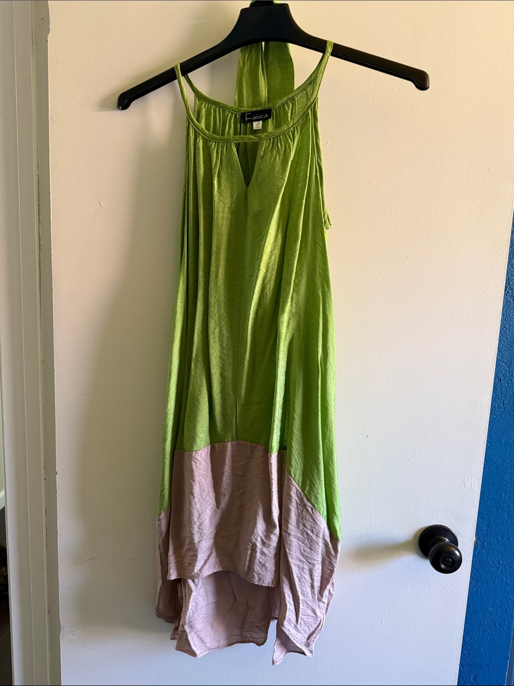 Frisco Green and Taupe Colorblock Sundress